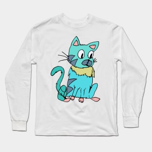 Blue Cat Original Artwork Long Sleeve T-Shirt